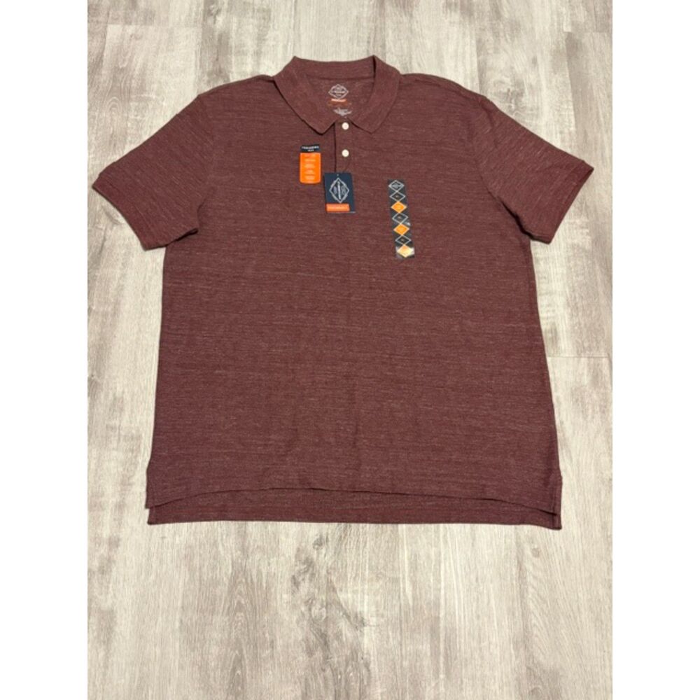 NWT St. John's Bay Polo Shirt Men's XL Burgundy Red Short Sleeve Performance